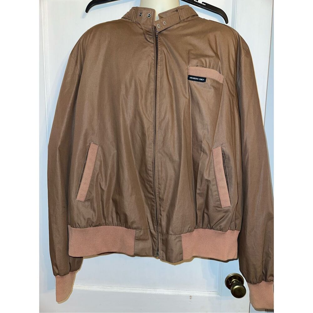 Vintage Members Only Jacket Brown 3 EUC 80s 90s Bomber Racer Classic